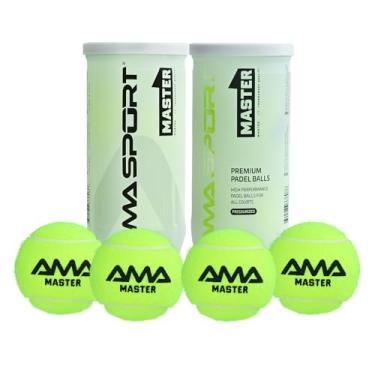 Imagem de AMA SPORT Bolas de padel 2 tubos de 4 bolas de tênis pressurizadas de padel atendem aos padrões de competições e torneios adequados para qualquer superfície ou local (Mestre amarelo)
