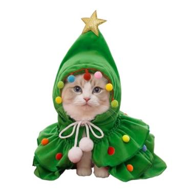 Imagem de Fantasia de Natal para animais de estimação, roupa de Natal verde/vermelha com chapéu de Papai Noel elástico e cordão ajustável para cães pequenos e médios