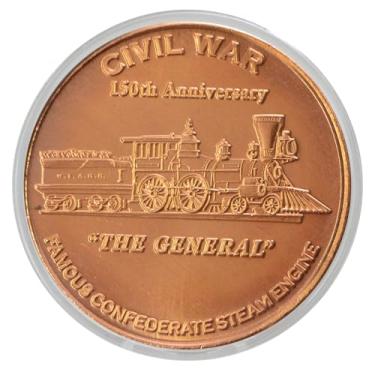 Imagem de The General Steam Engine Confederate Civil War Commemorative 1 oz Pure .999 Copper Round Collectible Coin in Capsule