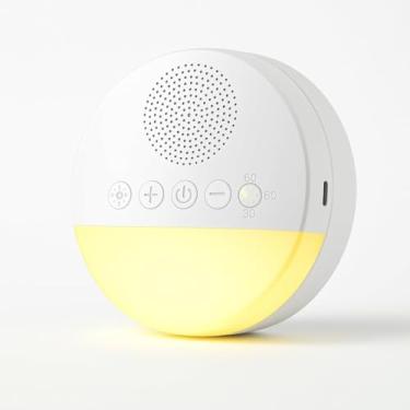 Imagem de Aparelho de Som Bebê Ruído Branco com 20 Sons Relaxantes - Luz Noturna Suave, Timer com 3 Modos, USB Recarregável, Ideal para Relaxar e Acalmar