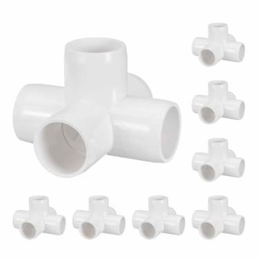 Imagem de Kozelo Pacote com 8 encaixes de tubulação de cotovelo de PVC SCH40 de 3/10.2 cm, encaixe cruzado de saída lateral de canto de cotovelo de PVC de 5 vias, conectores de tubo de grau de móveis para