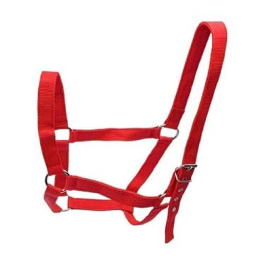 Imagem de Aymzbd Cabresto para Cavalo, com Fecho de Pressão para Queixo E Garganta, Ajustável, Portátil E Ao Desgaste, Ideal para Pastagens, Treinos E Compe, vermelho