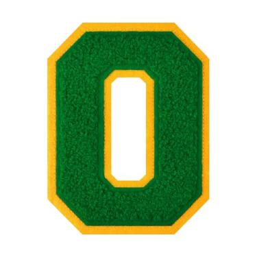 Imagem de 1 Patch de letra de chenille verde de 11,4 cm – Adesivos do alfabeto para roupas, jaquetas, mochilas, chapéus para decoração personalizada, nome personalizado e artesanato. (O)