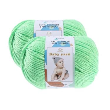 Imagem de Fio de malha para bebês - lã merino 10%, algodão 40%, nylon, 50% novelo de fio macio misturado adequado para tricô de crochê, cobertores de bebê e roupas (aproximadamente 50 g/160 jardas) (verde