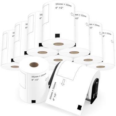 Imagem de Etiquetas de envio DK-1241 compatíveis com QL-1110NWB-QL-1100 - (10 x 15 cm) 200 etiquetas/rolo, inclui 12 rolos de etiquetas cortadas com 1 moldura destacável, adequada para impressoras Brother QL