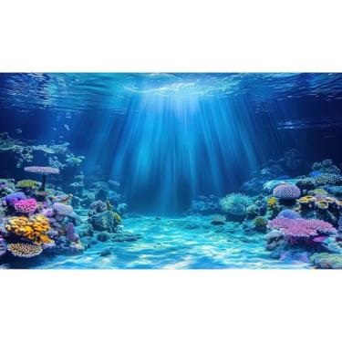 Imagem de Cena subaquática fundo de aquário sob o mar recifes de coral fundo de tanque de peixes cena do fundo do mar areia afloramentos rochosos terrário fundos sunray tropical vida marinha tanque fundos 76 x