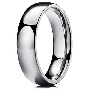 Imagem de THREE KEYS JEWELRY Aliança de casamento de titânio polido básico de prata de 2 mm, 4 mm, 6 mm, 8 mm, para homens e mulheres, ajuste confortável, simples, unissex, Metal não precioso, não conhecido