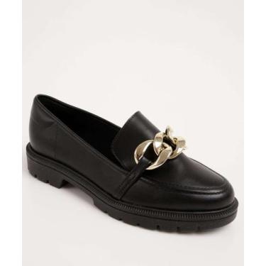Imagem de Mocassim Loafer Feminino Tratorado Corrente Beira Rio-43037, 37, Preto