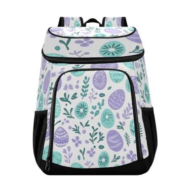 Imagem de Wassud Mochila térmica com estampa de ovos de Páscoa para mulheres e homens, 36 latas à prova de vazamento, lancheira para piquenique, praia, acampamento, 33 x 20 x 43 cm