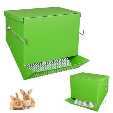 Imagem de Alimentador automático de galinha para gaiolas, comedouro grande de metal de 2,3 kg, com tampa, aço galvanizado, para uso externo, coelho, para coelhos, frango, porquinho-da-índia e outros animais