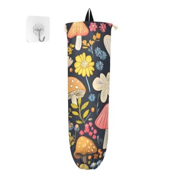 Imagem de xigua Suporte de parede para saco plástico de cogumelos e flores com cordão, pacote com 2, organizador de sacolas de supermercado reutilizável para bolsas, meias, roupas íntimas e gravatas