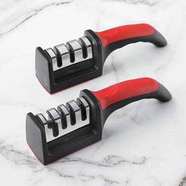 Imagem de Ferramenta manual de afiador de facas, precisão de 4 estágios para cozinha doméstica e uso ao ar livre, com aderência antiderrapante e base estável