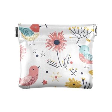 Imagem de Burbuja Bolsa feminina com flores de jardim, porta-moedas, porta-moedas, portátil, de couro, para batom, organizador de cosméticos