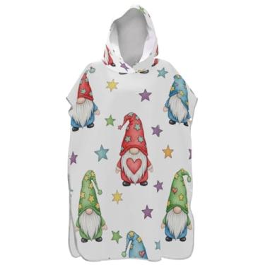 Imagem de Joisal Roupão de mudança de poncho de surfe para toalha de natação com capuz reutilizável gnomos fofos estrelas branco ponchos adultos para mulheres