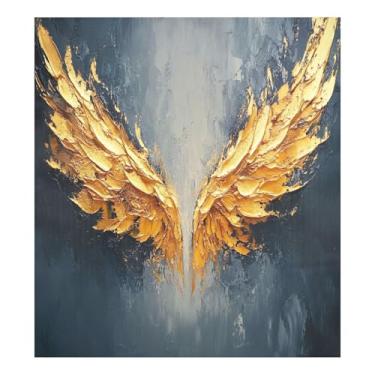 Imagem de Golden Angel Wings Capas de lava-louças para a frente magnética à prova d'água adesivos magnéticos de geladeira adesivos decorativos 58 x 66 cm