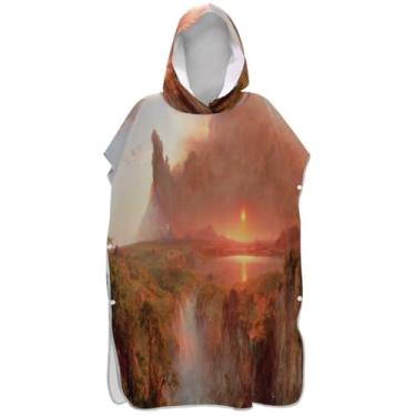 Imagem de Joisal Poncho de surfe para adultos trocador de roupa de praia com capuz toalha de banho reutilizável cenário cotopaxi paisagem unissex adulto poncho com capuz
