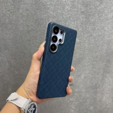 Imagem de Capa protetora de couro com alça de pulso para Samsung Galaxy S23 Ultra S24 S25 Plus com lente metálica, para homens e mulheres, azul marinho, marca DanKe. Compatível com Galaxy S23 Ultra.