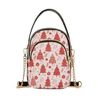 Imagem de Bolachas de Natal, bengalas de doce, bolsas de ombro antirroubo, bolsas femininas para uso diário, Árvores vermelhas de Natal, 15*21*8cm