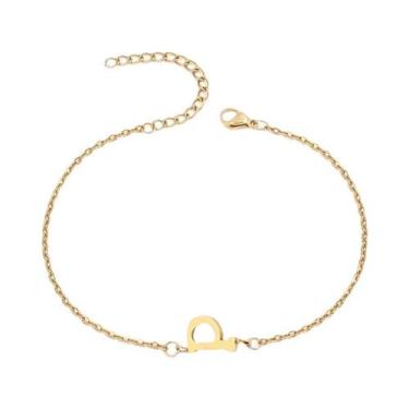 Imagem de Pulseira De Corrente Fina Com Contas Em Forma De Letra Minimalista Uni