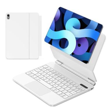 Imagem de Teclado Bluetooth com Capa Protetora para iPad 10, Bateria 500mAh, Carregamento 3 Horas, Teclado Silencioso, Design Fino e Portátil, Branco