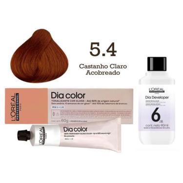 Imagem de Tonalizante Dia Color 5.4 Castanho Claro Acobreado + Emulsão Revelador