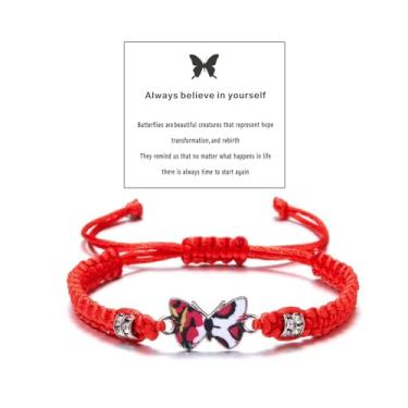 Imagem de Asiamist Pulseira Always Believe in Yourself Borboleta Roxa Azul Borboleta Pulseiras para Mulheres Ajustável Corda Trançada à Mão Pulseira Borboleta Amizade Combinando Joias para Casais, Adjustable
