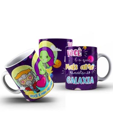 Imagem de Caneca Casal Namorados Personagens E Frases Românticas Porcelana 325ml (VOCÊ É MEU UNIVERSO)