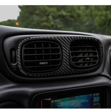 Imagem de PJFUS Adesivo preto de fibra de carbono real para painel de ar central de ventilação de ar acessórios interiores compatíveis com Chevrolet/Chevy Trailblazer(KC) LS/LT/LTZ/SS 2002 2003 2004 2005 2006
