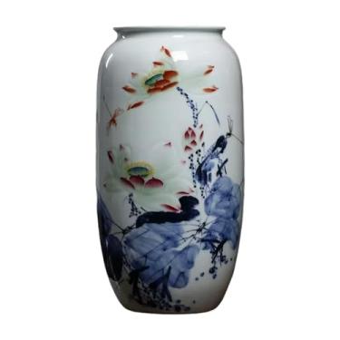 Imagem de Vaso decorativo de cerâmica, lótus clássico, para decoração de flores secas, arte, casa, casa, sala de estar, quarto, escritório, decoração de cerâmica
