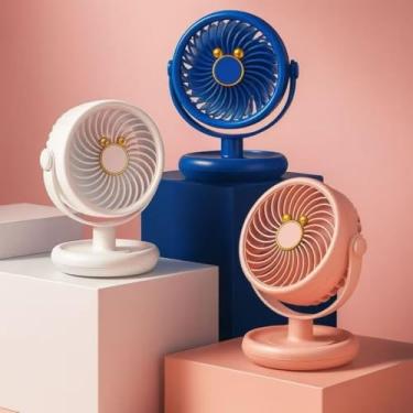 Imagem de Ventilador de Mesa Portátil 360° Ajustável, Silencioso, Ventilador Pessoal Compacto para Casa e Escritório(Branco,Un1)