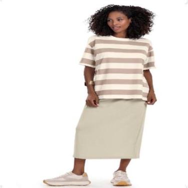 Imagem de Blusa Feminina Ampla Listrada Manga Curta T-Shirt Rovitex Cor:;Tamanho:GG;Gênero:Feminino-Feminino