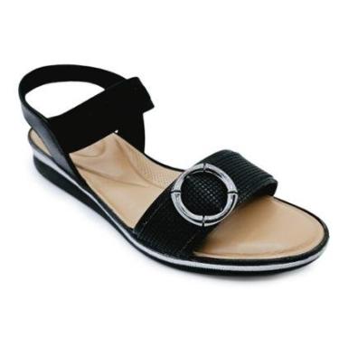 Imagem de Sandália Usaflex em Couro com Ajuste Elástico e Amortecedor-Feminino