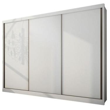 Imagem de Guarda Roupa Casal Londres 3 Portas 4 Gavetas Neve com Nicho  Novo Hor