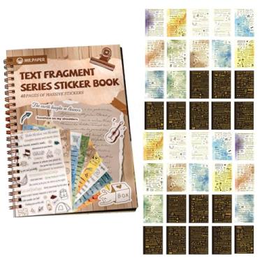 Imagem de JUMOYEEH Livro de adesivos de 40 folhas para diário, álbum de recortes vintage, livros adesivos de texto em folha dourada, adesivo faça você mesmo para scrapbooking, agenda, agenda, envelope, diário