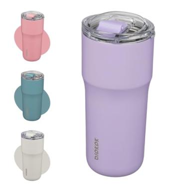 Imagem de BJPKPK Copo isolado, copo de aço inoxidável de 680 g com tampa, caneca de café de viagem de parede dupla, mantenha as bebidas frias e quentes, lavanda