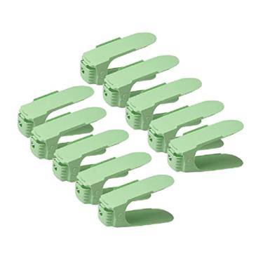 Imagem de HHHJQFAAT Empilhador de sapatos 10 peças de armazenamento ajustável suporte de sapato de camada dupla quarto economia de espaço dormitório doméstico artefato armazenamento sapato economia de espaço