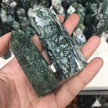 Imagem de Cristal natural com ponto de cristal natural para decoração de casa Varinha de ágata musgo cristal de pedra elétrica