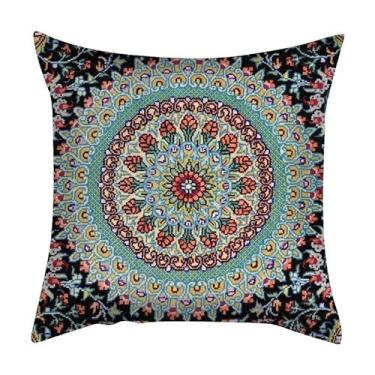 Imagem de Conjunto de almofadas estilo étnico impresso pele pêssego veludo sofá conjuntos de almofadas de sofá retrô americano 2 peças de fronha (como mostrado 45 * 45 cm)