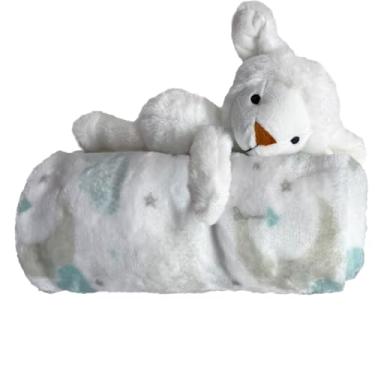 Imagem de Kit Manta + Pelúcia Ovelha Bebê 75x100cm Macia Leve Enxoval Cobertor Presente (Verde)