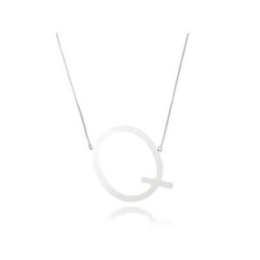 Imagem de Colar Prateado Letra Delicado E7332