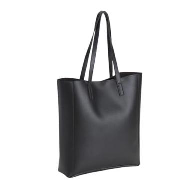 Imagem de Bolsa Tote Feminina Ombro Couro Vegano Premium Design Moderno Elegante (Preto)