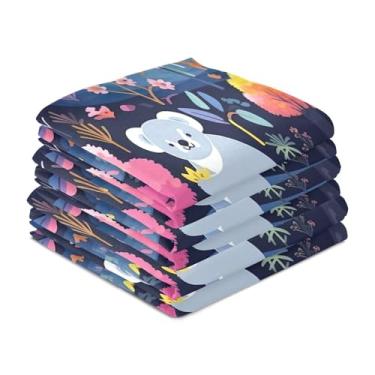 Imagem de Wassud Toalhas de cozinha adoráveis panos de prato de cozinha koala pacote com 6 panos de prato macios com laço para pendurar toalha de mão de secagem rápida super absorvente toalhas de chá de mesa