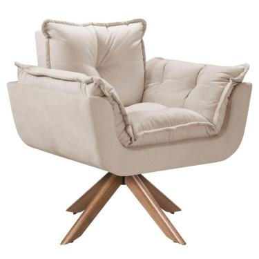 Imagem de Poltrona Opala Giratória Madeira Suede