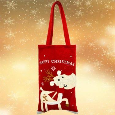 Imagem de Bolsa Sacola De Presentes Enfeite Árvore De Natal Rena Alce - Genérico