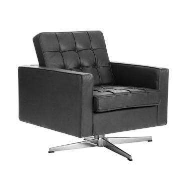 Imagem de Poltrona Fk Giratória Couro Natural Preto Base Alumínio