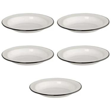 Imagem de Kit Com 05 Unidades Prato Esmaltado 22/500Ml Branco Ewel