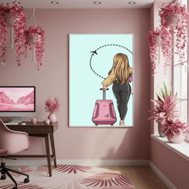Imagem de Quadro Decor Mulher Viajante 70X50Cm Mold Preta - Quadros On-Line