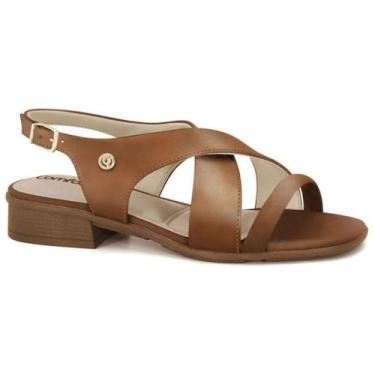 Imagem de Sandália Feminina Caramelo Salto Baixo Comfortflex 2561403-5 -, 35, Ca