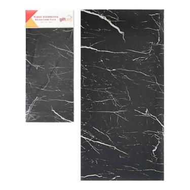 Imagem de Placa Decorativa Papel de Parede Marmorizada Preta 30x60cm - GiftUtil