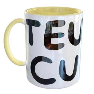 Imagem de Caneca Porcelana Divertida Teu Cu Engraçada - Pense Canecas, Amarelo